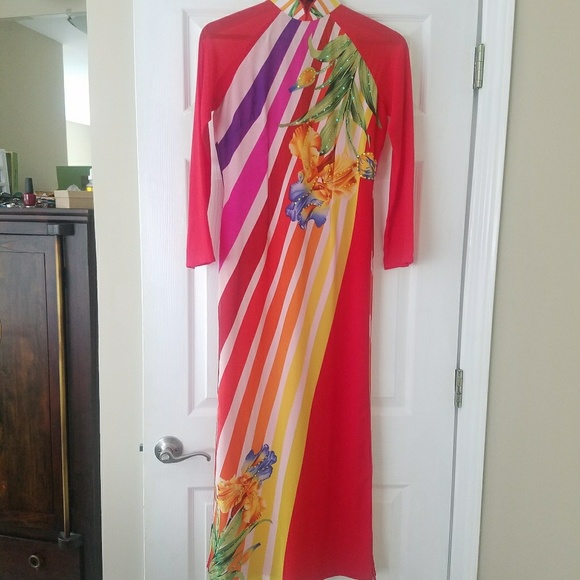 VINTAGE 70s rainbow festival dress - Picture 2 of 6